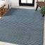 Ivory and Navy Striped Synthetic 4' x 6' Reversible Rug