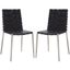 Rayne Black and Silver Woven Leather Dining Chairs, Set of 2