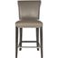 Transitional Clay Gray Leather and Wood Counter Stool