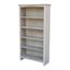 Transitional Washed Gray Solid Wood Adjustable 5-Shelf Bookcase