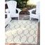 Ivory and Navy Blue Outdoor Trellis Rug, 5' x 8'