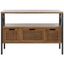 Transitional Joshua Oak 3-Drawer Console Table with Twisted Metal Frame