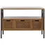 Transitional Joshua Oak 3-Drawer Console Table with Twisted Metal Frame