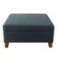 Navy Textured Fabric Square Storage Ottoman with Walnut Legs