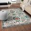 Green Floral Distressed 8' x 10' Synthetic Area Rug