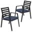 Charcoal Blue Aluminum Patio Dining Chairs with Cushions, Set of 2