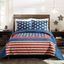 Classic Americana Patchwork King Cotton Quilt Set with Reversible Blue Denim