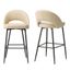 Set of 2 Cream Quilted Leatherette Bar Stools with Metal Legs