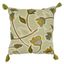 Green Floral Embroidered Cotton Pillow Cover with Tassels