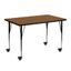 Adjustable Oak Laminate Rectangular Activity Table with Casters