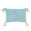 Lake Side Serenity Blue Cotton Throw Pillow Cover with Tassels, 12"x18"