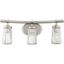 Brushed Nickel 24" Cylinder 3-Light Vanity Fixture with Clear Glass