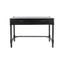 Elegant Carved Black Wood Writing Desk with Dual Storage Drawers