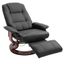 Black Faux Leather Swivel Recliner with Wood Base