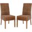 Antique Walnut Wicker and Wood Parsons Side Chair Set