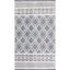 Ivory and Navy Handwoven Wool Geometric Area Rug, 4' x 6'