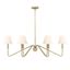 Brushed Champagne Bronze 6-Light Linear Pendant with Ivory Shades