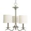 Brushed Nickel 3-Light Chandelier with Off-White Drum Shades