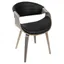 High Back Light Grey Wood and Black Faux Leather Arm Chair