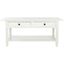 Transitional Rectangular Pine Coffee Table with Storage - Distressed Cream