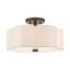 Solstice English Bronze 3-Light Indoor Drum Flush Mount with Oatmeal Shade