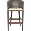 Brando Mahogany and Rattan Barrel Bar Stool with Cream Cushion