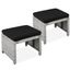 Gray and Black Wicker Outdoor Ottoman Set with Removable Cushions