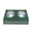 Dark Green Elevated Dog Feeder with Stainless Steel Bowls