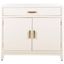 White and Brass Mid-Century 2-Door 1-Drawer Chest