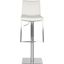 White Adjustable Swivel Leather and Metal Bar Stool