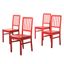 Camden Red Wood Slat Back Dining Chairs, Set of 4