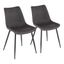 Gray Faux Leather Upholstered Side Chair with Metal Legs, Set of 2