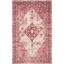 Fuchsia and Beige Floral Motif Cotton Runner Rug