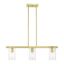 Clarion Satin Brass 3-Light Linear Chandelier with Clear Glass