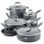 Gray Aluminum Nonstick 11-Piece Cookware Set with Glass Lids