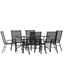 Brazos 7-Piece Black Steel & Tempered Glass Outdoor Dining Set