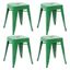 Green Stackable Backless Metal Dining Stools, 18 Inch, Set of 4