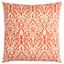 22" Orange and Natural Cotton Damask Square Throw Pillow