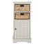 Vintage Grey Pine Wood Accent Cabinet with Wicker Baskets