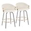 Claire 26" Swivel Counter Stools in Black Metal and Cream Velvet