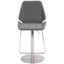 Adjustable Saddle Style Gray Leather & Metal Bar Stool