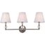 Bethany Satin Nickel 3-Light Bath Sconce with White Fabric Shades