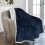 Navy Blue Sherpa Fleece Reversible Throw Blanket