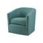 Curved Teal Swivel Lounge Chair with Pewter Nailhead Accents