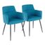 Teal & Black Contemporary Upholstered Side Chair with Metal Frame