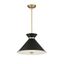 Lamar 3-Light Black and Warm Brass Pendant with Glass Shade