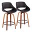 Walnut and Black Metal Swivel Adjustable Counter Stool, Set of 2