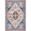 Blue and Beige Medallion Washable Synthetic Area Rug