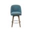 Blue Swivel Counter Stool with Wood Legs