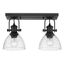 Transitional Matte Black 18" Semi-Flush Seeded Glass Light